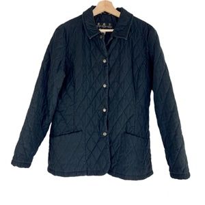 Barbour Quilted Black Jacket Snap Front